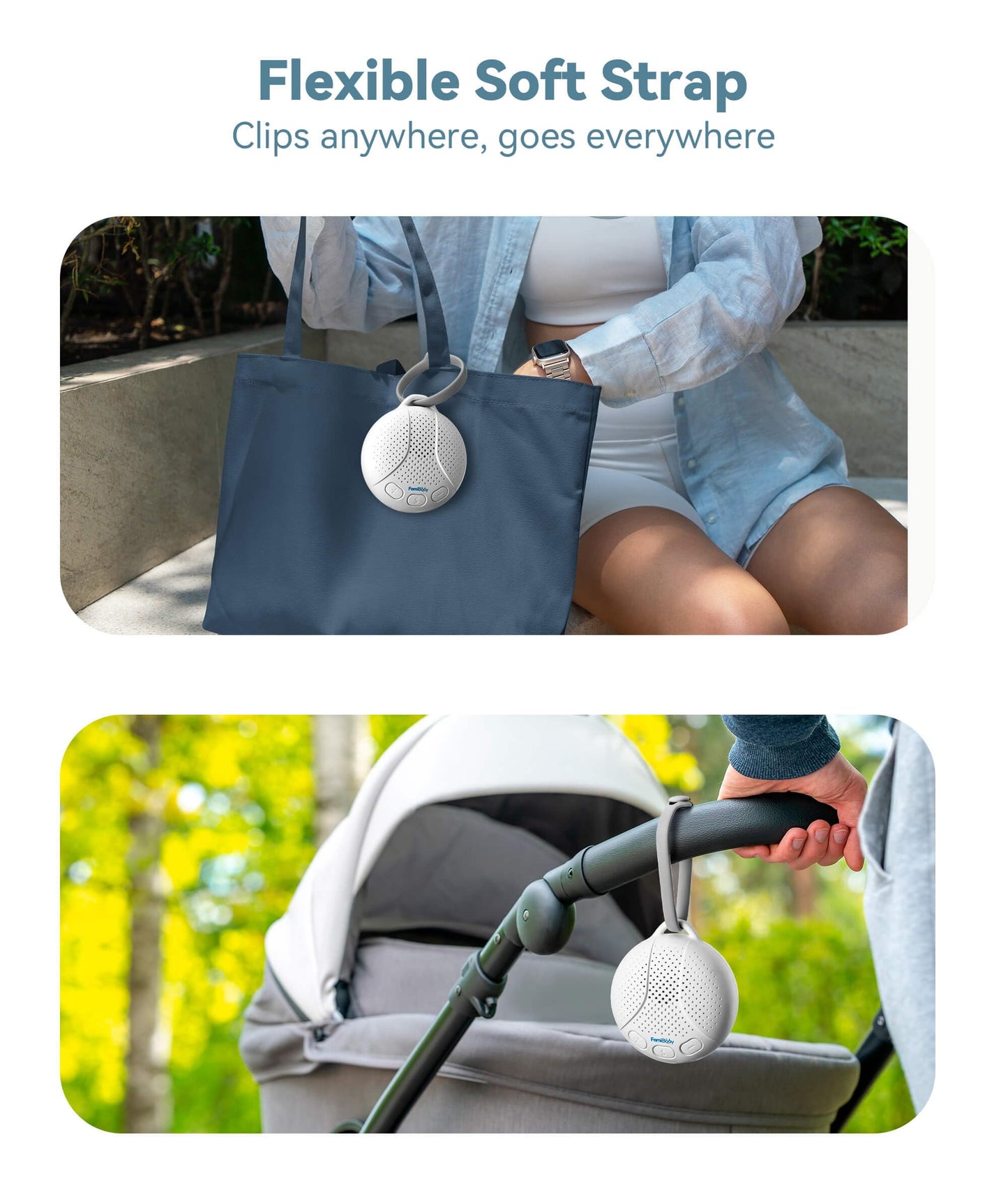 FamiBaby Portable Sound Machine for Baby - White Noise Machine with Night Light for Nursery | 16 Soothing Sounds | Shush | Travel | Registry Gift | Sleep Soother | Baby Shower