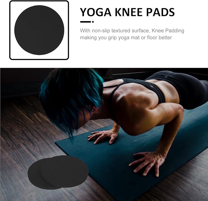 SHERCHPRY Yoga Knee Pads and Elbow Cushion, High-Elastic 15Mm Thick Non-Slip Yoga Kneeler Mat, Household Exercise Support Pads for Pilates and Fitness, Black Pair for Home Workout and Floor