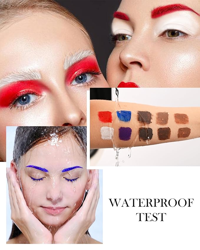 Tinted Eyebrow Gel Mascara- 1Pcs Long Lasting Waterproof Green Tinting Eye Brow Glue Colored Mascara, Dark Green Brow Filler Curling rimel de pestañas,Halloween Makeup Gift for Women Girl-#12
