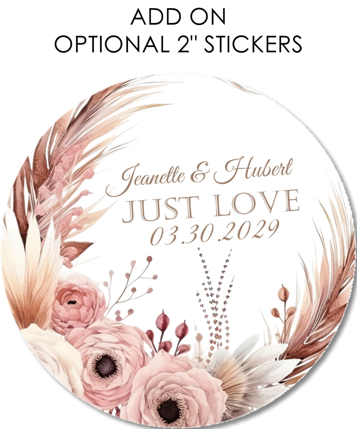 Boho Wedding Inviations, Set of 12 - Pampas Grass Wedding Invitations With Envelopes, Boho Pampas Wedding Invitation (Pampas Grass)