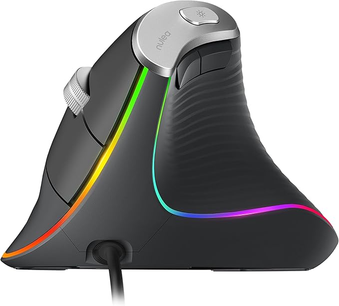 Nulea M504 Wired Vertical Mouse, USB Ergonomic Optical Mouse with 4 Adjustable DPI, 11 RGB Backlight Modes, Compatible for...