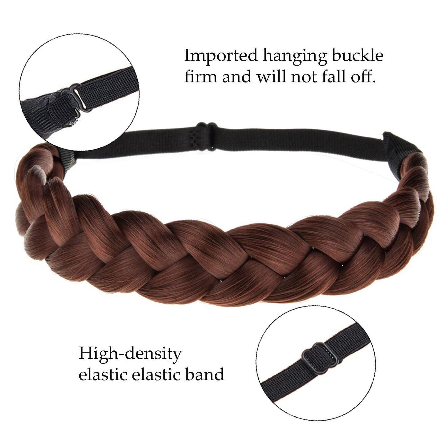 TOECWEGR Braid headband 3 Strands Synthetic Fashion Hair Stretch Plaited Hair Headbands