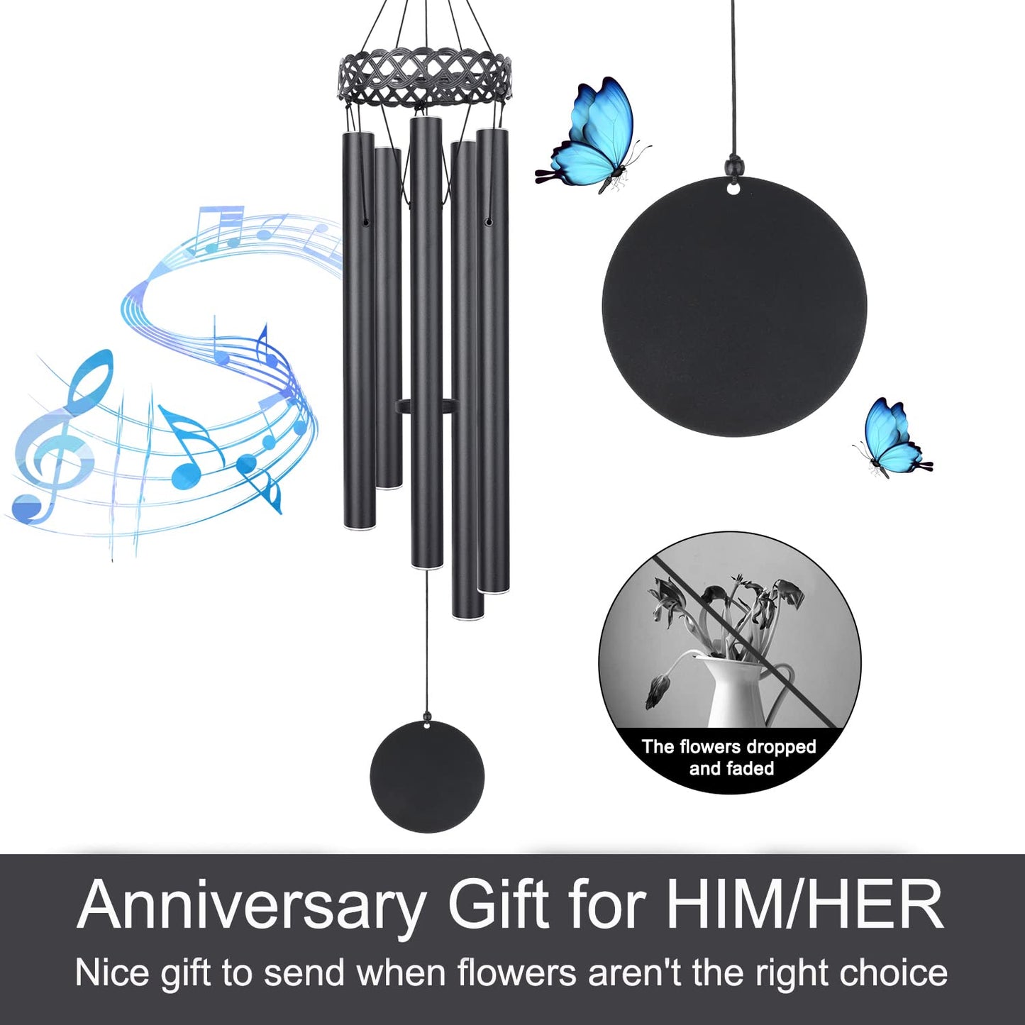 Wind Chime Anniversary for Wife & Husband, Personalized Gift Anniversary, Men Anniversary Women, Wife Anniversary Husband, Lover Couple Valentines Day Gift 10th 20th 30th 40th 50th Anniversary Wedding