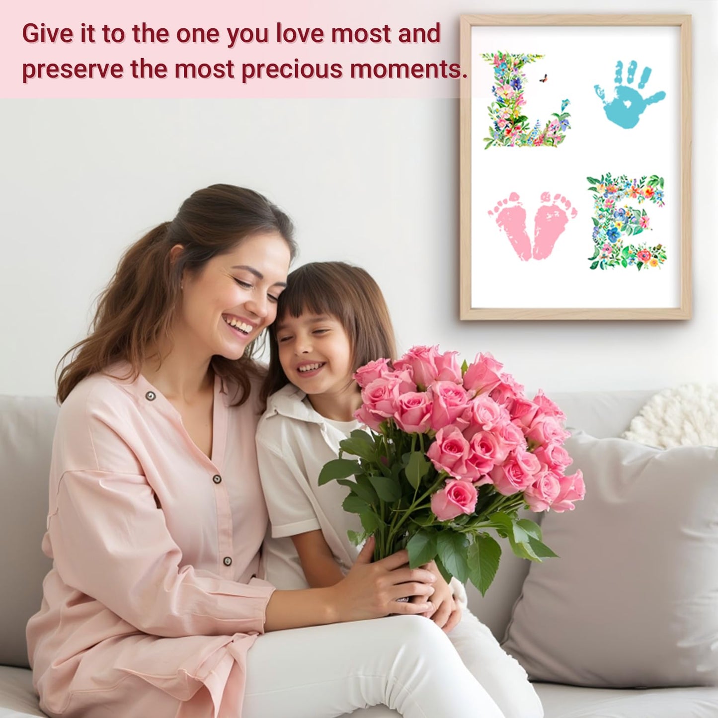 NOCHUVO Baby Handprint & Footprint Art Craft Kit-DIY Keepsake Painting with Frame, 12" x 16", 2 Art Styles,Meaningful Keepsake Gift for Mom & Grandma,Perfect for Birthday, Christmas & Baby Shower