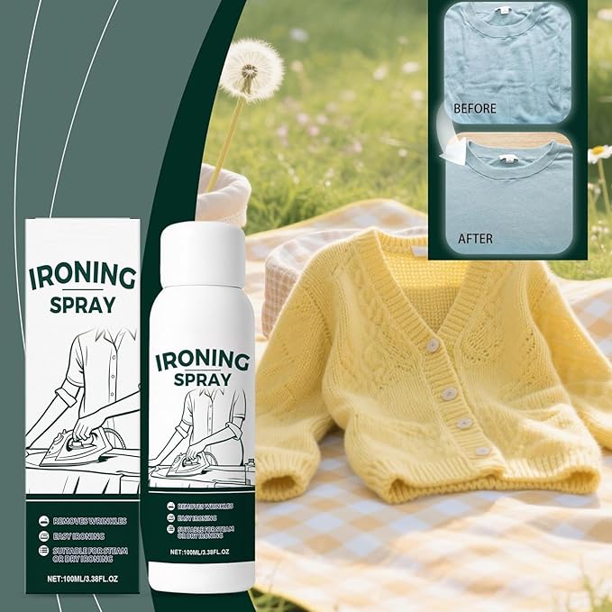 Ironing Spray, Anti Static Mist, 4x14cm, Clothes Iron Spray, Fabric Starch Liquid, No Flaking No Clogging, SmoothFinish Vapor, for Cotton Linen Polyester Wool Silk Home Travel Business