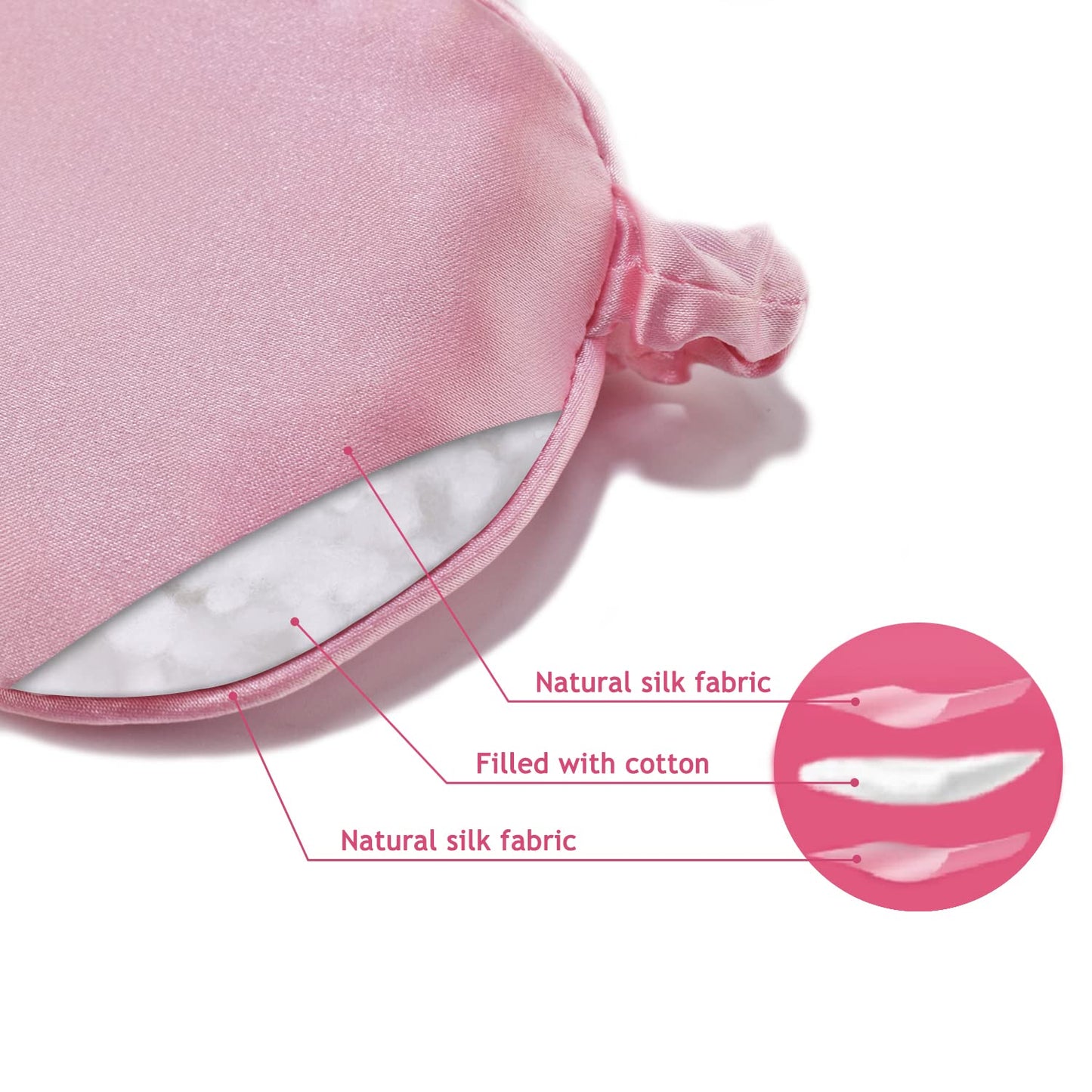 Sleep Mask, Ulbemoll Silk Eye Mask Satin Blindfold Smooth Soft Breathable Travel Eye Cover Eyeshade with Elastic Strap for Women Girls - Pink
