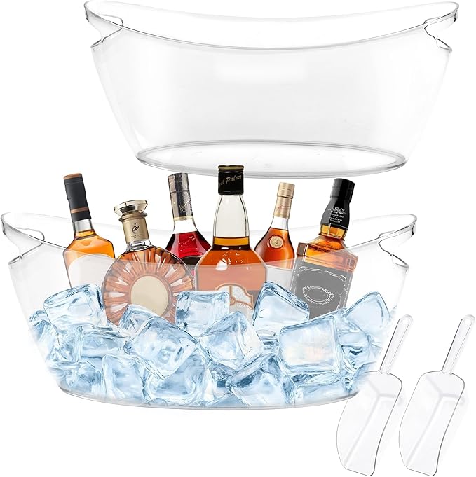 Ice Bucket 2 PCS for Parties 5.5 Liter Large Clear Champagne Beer Tub Mimosa Bar Supplies Kit Acrylic Plastic Wine Beverag...