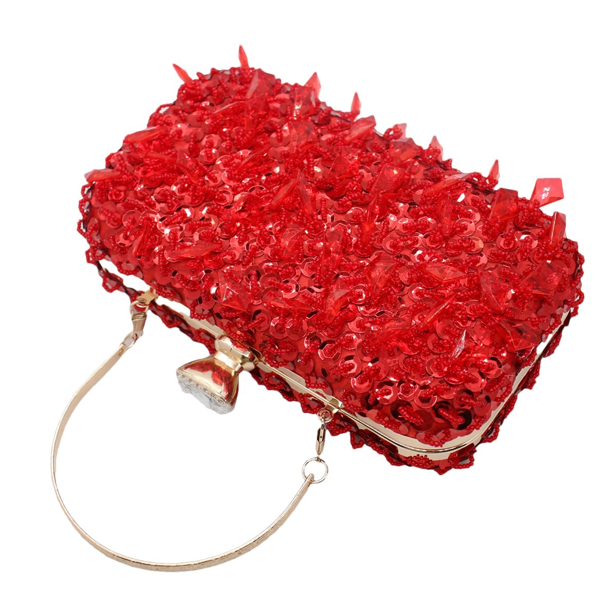 RomanticDesign Women Bling Evening Bag Fashion Embroidered Beaded Sequin Clutch Cocktail Wedding Party Purse, Red