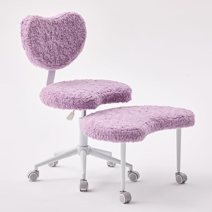 Cross Legged Office Chair for Adults, Criss Cross Office Chair with Wheels, Adjustable Meditation Chair with Lumbar Support, ADHD Desk Chair for Home Office, Violet