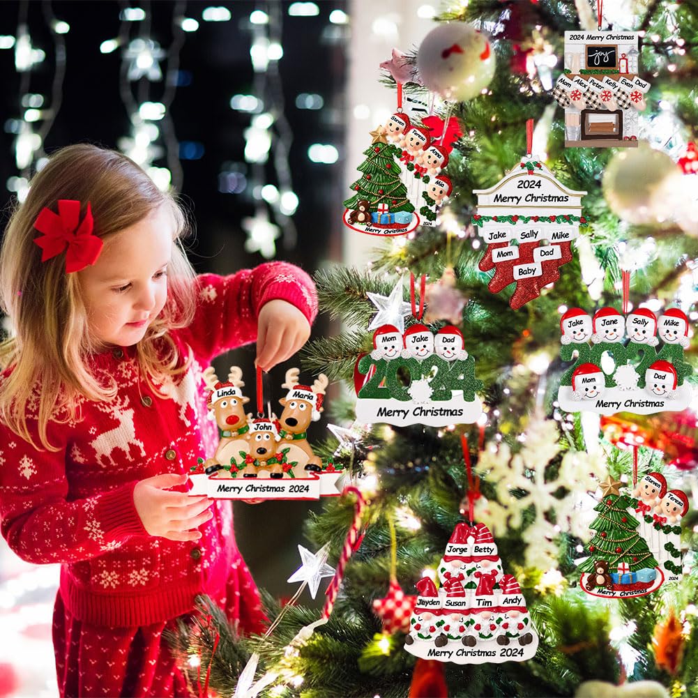 Personalized Christmas Ornaments 2025 Family of 2/3/4/5/6 Gnome Custom Christmas Ornament with Names Customized Family Ornaments for Christmas Tree Decoration Customized Gifts, Gnome Family of 5