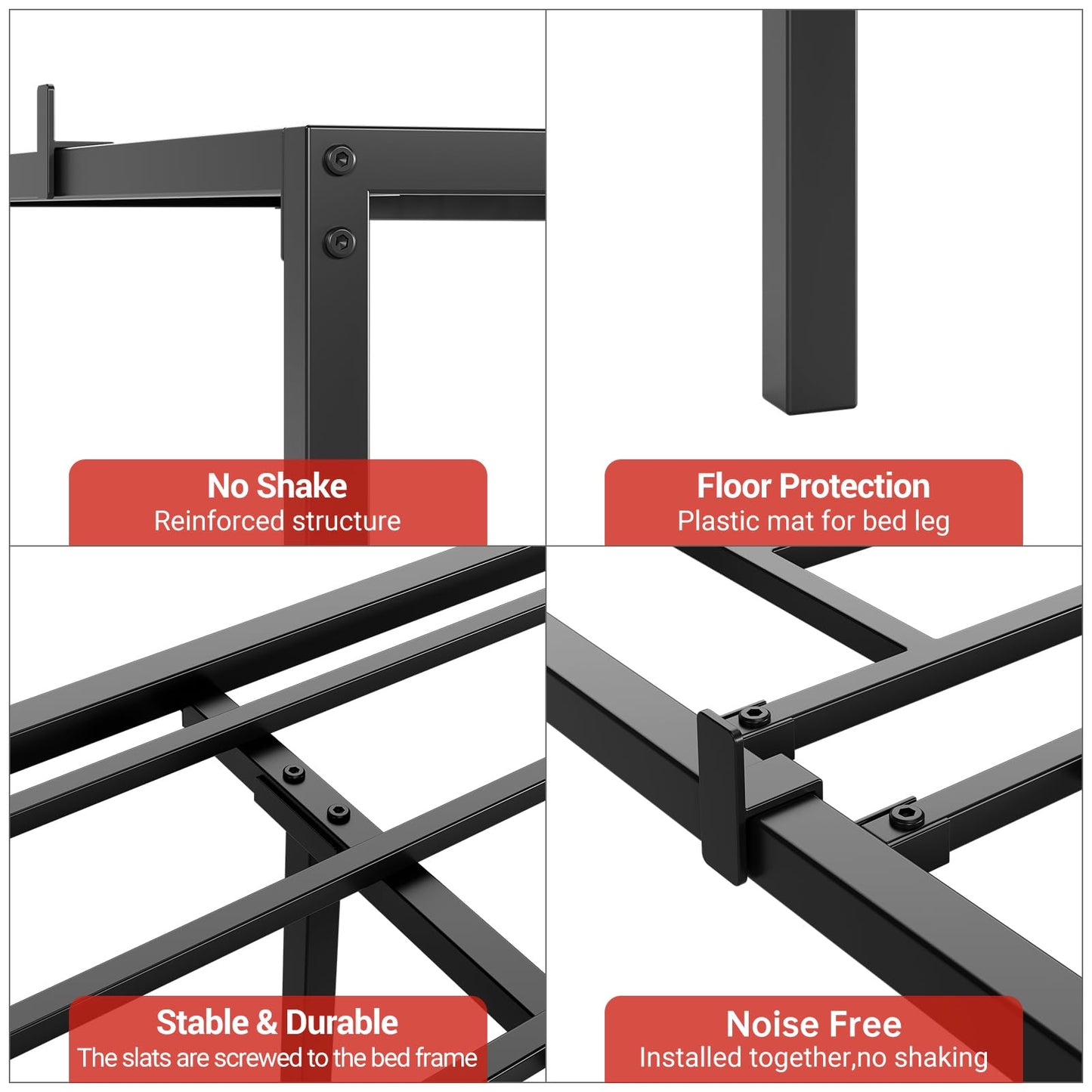 MilleLoom 14" Twin Size Bed Frame, Metal Bed Frame with Steel Slat Support, No Box Spring Needed, Noise-Free & Anti-Slip, Under Bed Storage, Easy Assembly