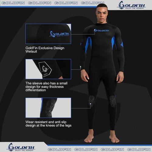 GoldFin Wetsuit for Men, Mens 3mm Wetsuits Fullbody Back Zip Keep Warm in Cold Water