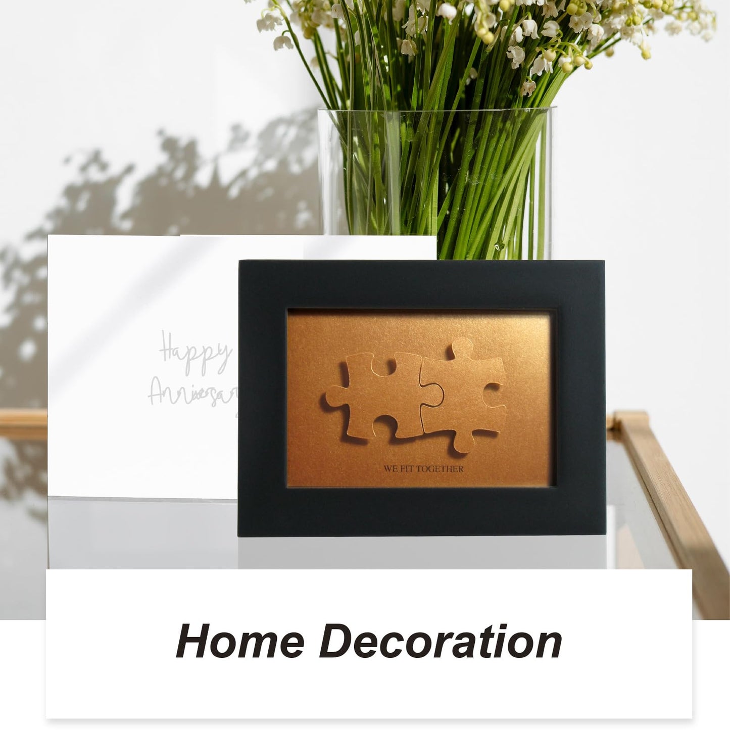 We fit together Puzzle Paper Cut Art - Bronze 8th Anniversary Gift for him or her, DIY the Name and Date on Jigsaw, Christmas Valentines Day Gift from Wife