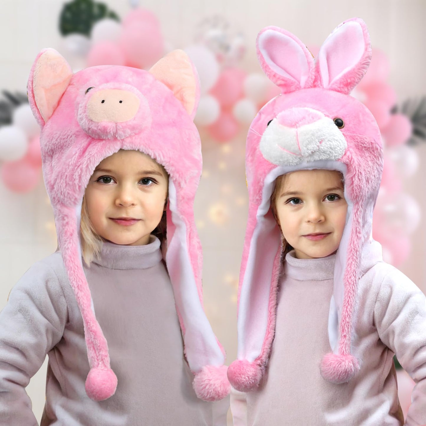 MK MATT KEELY Plush Cute Animal Hat Super Soft Hat with Ear Flaps Funny Warm Cozy Fleece Hat for Kids & Teens Christmas Party Cosplay Hat