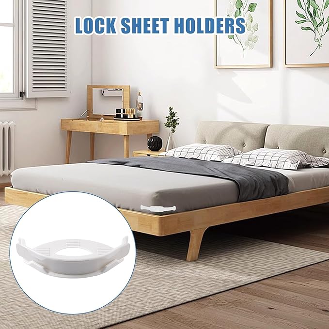 Sheet Holder, Bed Sheet Holders Secure Bed Sheets Firm&Tight Heavy Duty Sheets Fasteners For Corner Fitted Sheet Straps Fit Twin Queen & King Beds that All Mattress Sizes (4, Grey) (Light white)