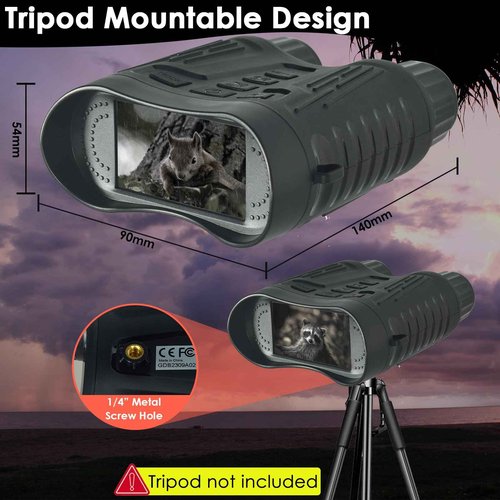 Kethvoz 4K Night Vision Binoculars, 8X Digital Zoom & 7-Level Adjustable IR - 1080P HD Video Recording & 36MP Photos, with 32GB Card, Ideal for Hunting, Camping, Security Surveillance