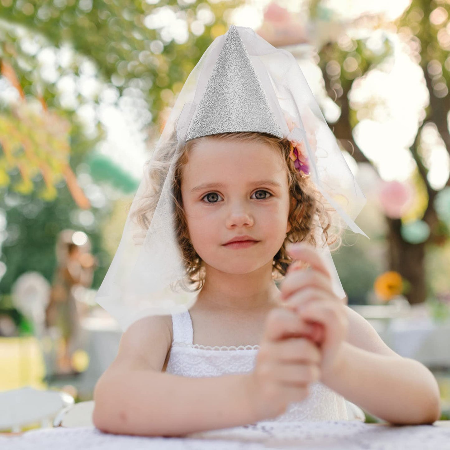 mesh Birthday hat Birthday Cone Hats Hats for Women Princess Party Hats Birthday Party Cap hat for Women Kids Birthday Headband Child Birthday Hats Cloth Make up Veil Baby
