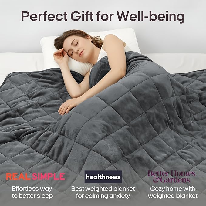 ZonLi Royal Posh Velvet Weighted Blanket for Adults, Dual Sided Cozy Fluffy Heavy Blanket(60"x80",15lbs,Grey), Bed Sofa Heavy Blankets, Soft Material with Premium Glass Beads, Easy Care