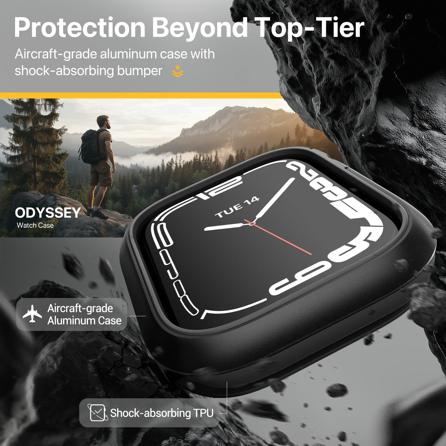Mageasy Aircraft-Grade Aluminum Rugged Case For 41Mm Apple Watch Series 9, 8, 7 | 2 In 1 Metal Hard Shell With Shockproof Inner