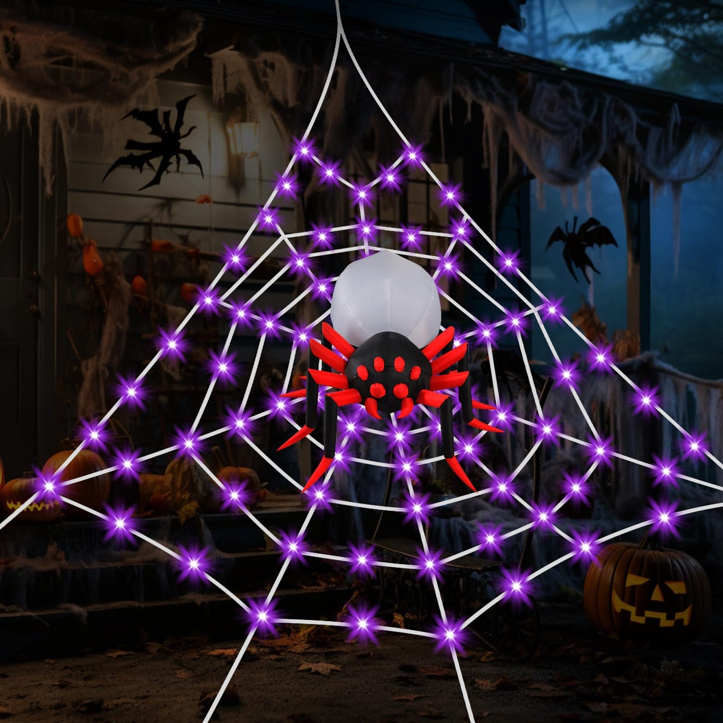 Giant Spider Webs Decoration Outdoor,Halloween Spider Web for Scary Halloween Yard Decorations,Halloween Decorations Outdoor