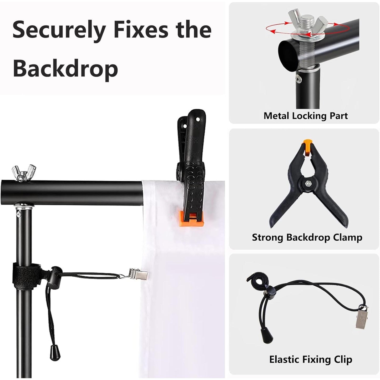 Backdrop Stand for Photography 9ft x 10ft Heavy Duty Photo Background Stands Support Kit with Carry Bag for Photo Studio, Photoshoot, Parties, Photographic Equipments