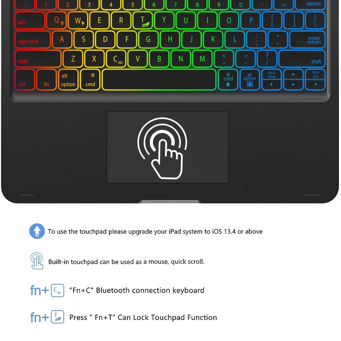 Touch Ipad Pro 12.9 Case With Keyboard 6Th/5Th Generation, Magic 360 Rotatable & Swivel Bluetooth Keyboard With Trackpad, 7 Back