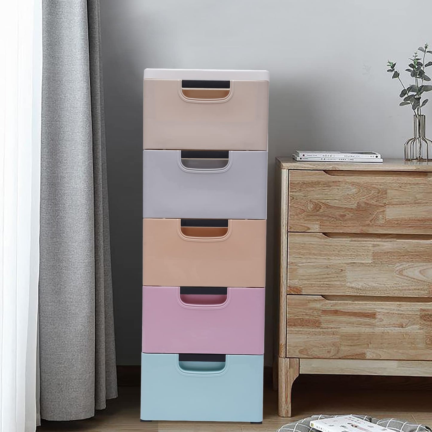 Plastic Drawer 5-layer Closet Storage Baby Clothes Organizer Plastic Dresser with Drawers Dresser Clothes Drawer Small Kids Dressers for Bedroom Clothes Playroom Furniture Toys