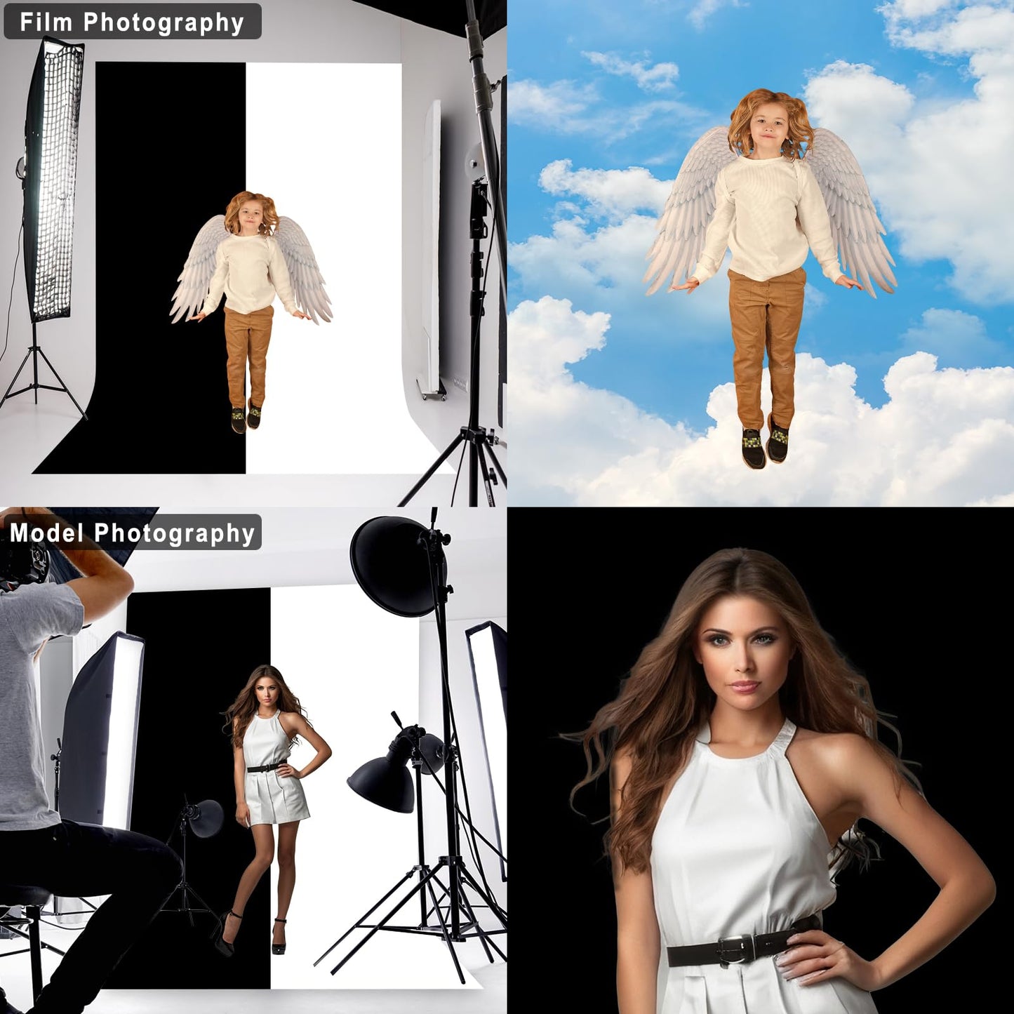 LYLYCTY Black White Photography Backdrop for Photoshoot, 2-in-1 Revisible Black Backdrop White Screen Background for Video Photography Gaming Streaming5x7ft