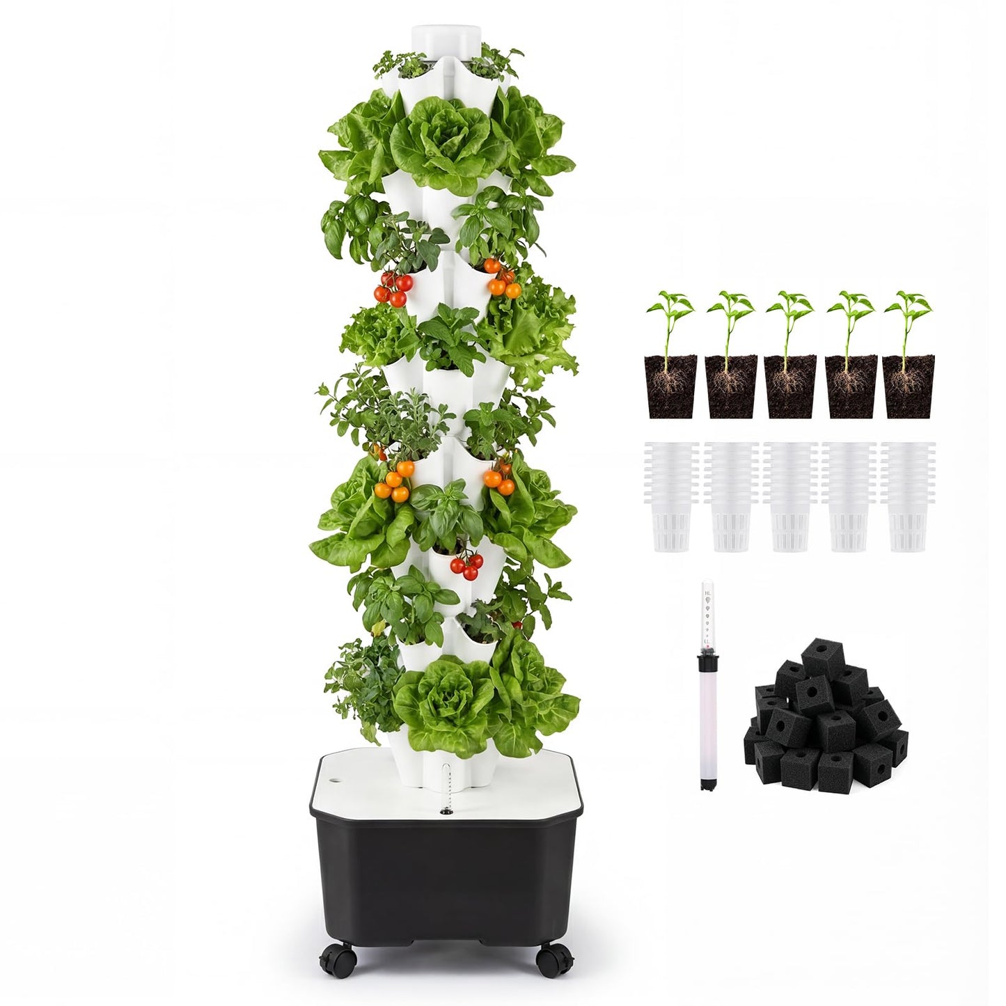 BAOSHISHAN Hydroponics Tower, 40 Pods 8 Tiers Vertical Hydroponic Growing Tower with Automatic Water Circulation for Leafy Greens and Herbs