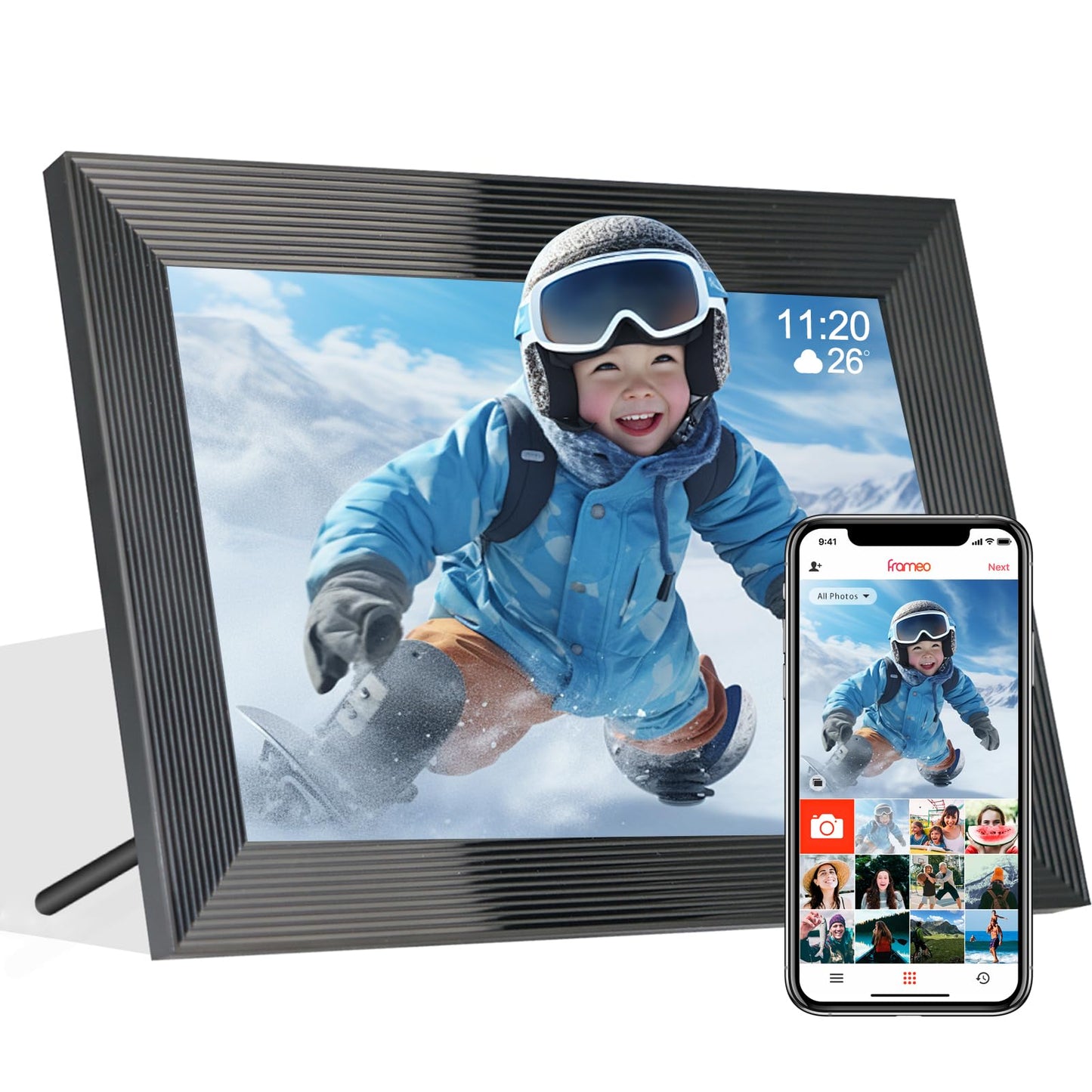 Frameo 10.1 Inch Smart WiFi Digital Photo Frame Digital Picture Frame with 16GB Storage & SD Slot  Electronic Picture Frame IPS Touch Screen with Auto-Rotate  Frameo Digital Frame WiFi - Black-New