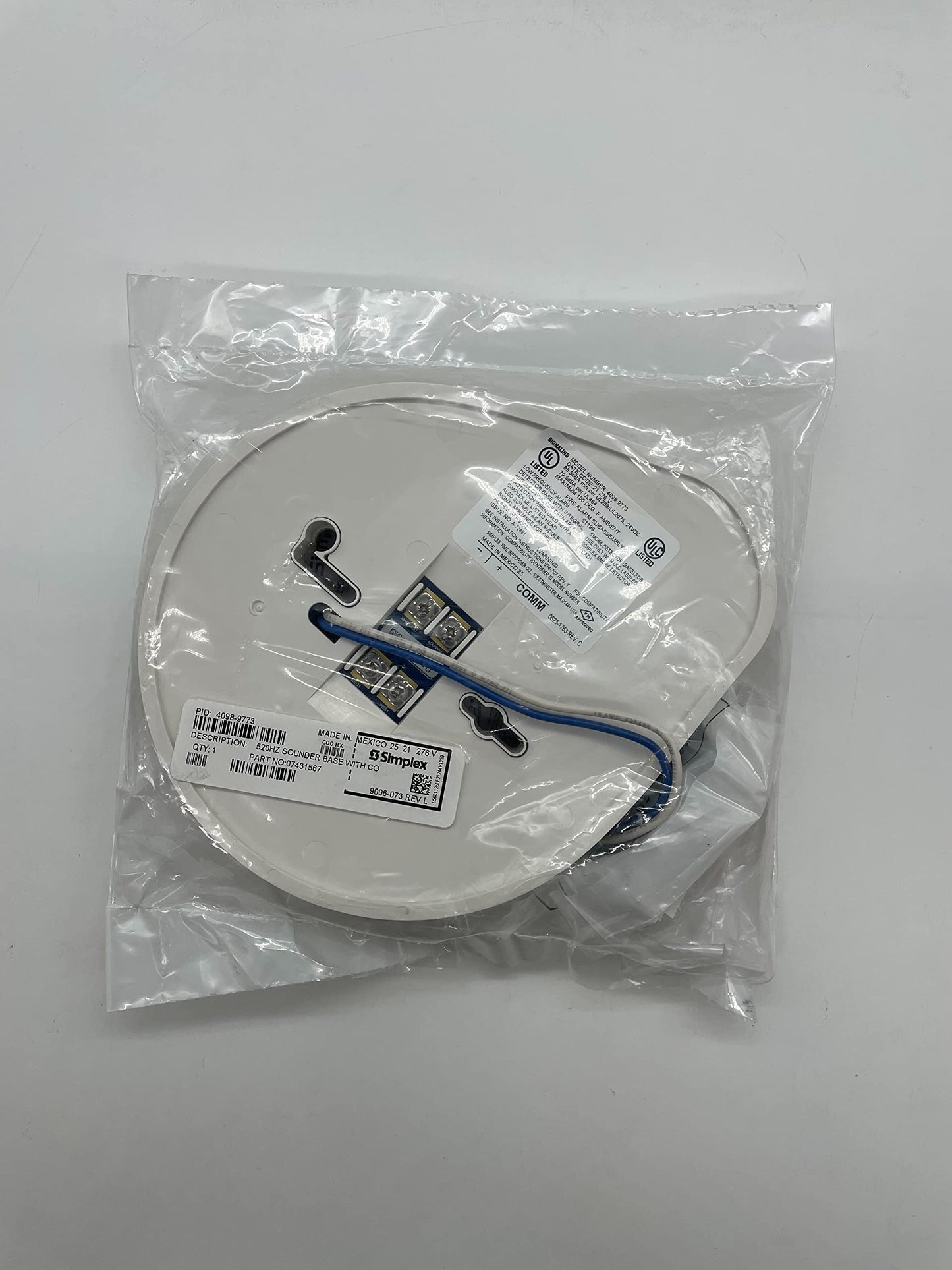 Simplex 4098-9773 - TrueAlarm CO Sensor Base with 520 Hz Sounder