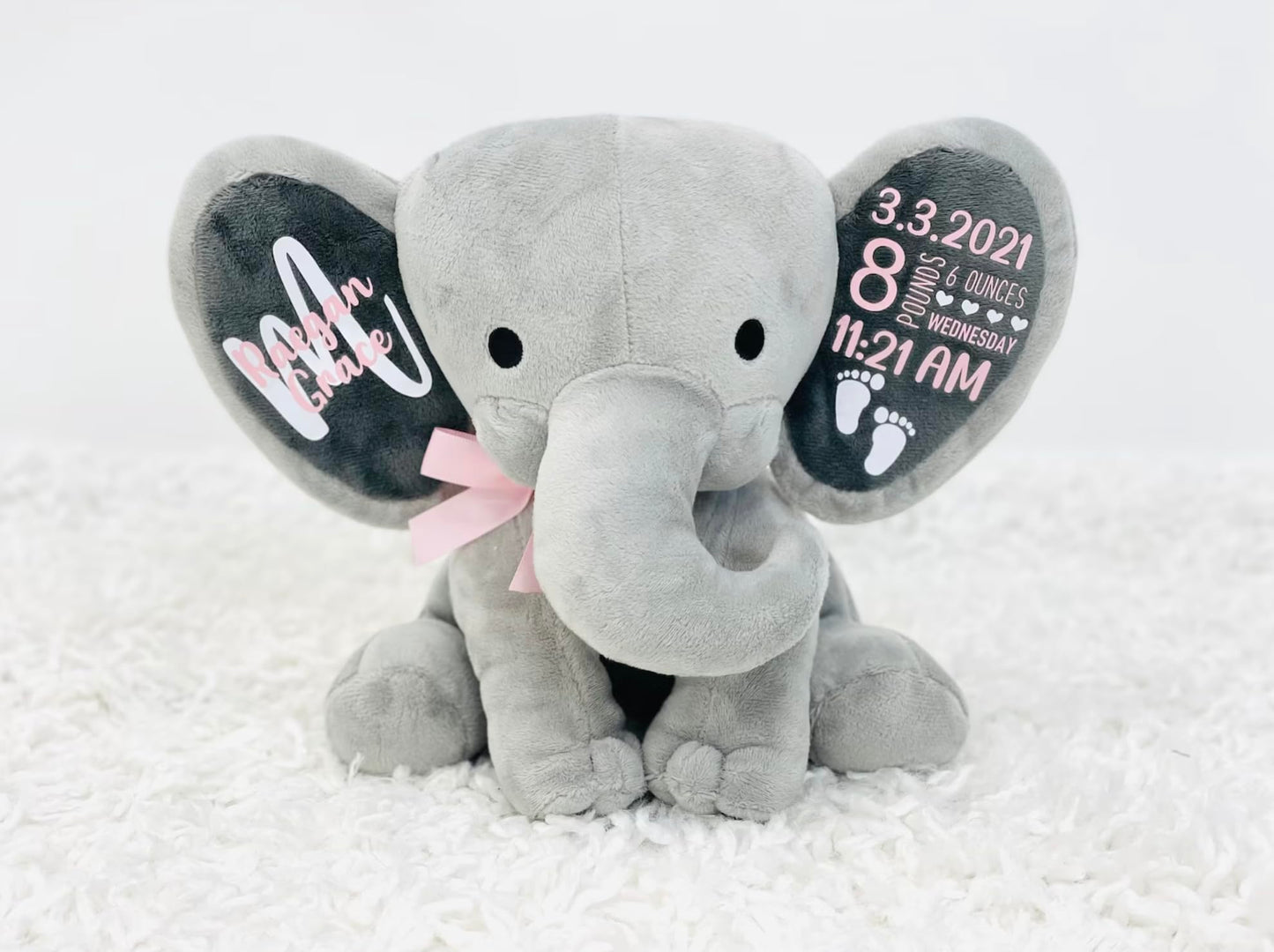 Up2ournecksinfabric, Personalized Keepsake, Stuffed Animal, Newborn, Birth Announcement Stuffed Animal,