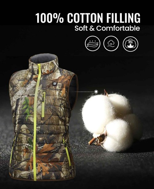 TIDEWE Women’s Heated Vest with Battery Pack, Lightweight Vest for Hunting/Hiking (Next Camo G2, Size L)