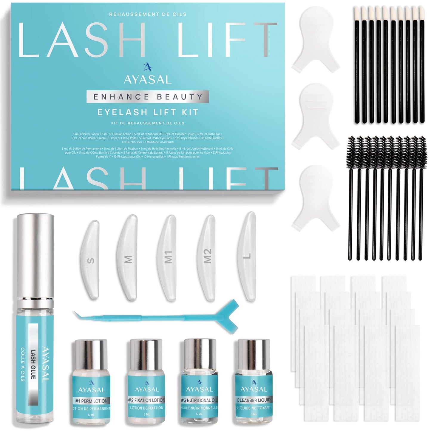 AYASAL Korean Lash Lift Kit: Thio-Free Eyelash Perm Formula for Safe & Long-Lasting Natural Curl - Self Lash Lifting DIY Set for Salon-Quality Results at Home
