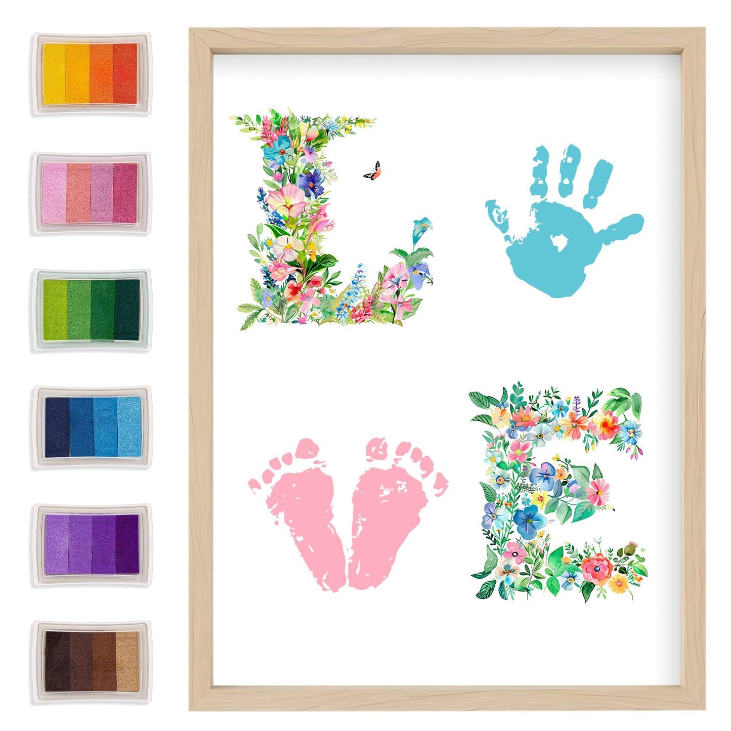 NOCHUVO Baby Handprint & Footprint Art Craft Kit-DIY Keepsake Painting with Frame, 12" x 16", 2 Art Styles,Meaningful Keepsake Gift for Mom & Grandma,Perfect for Birthday, Christmas & Baby Shower