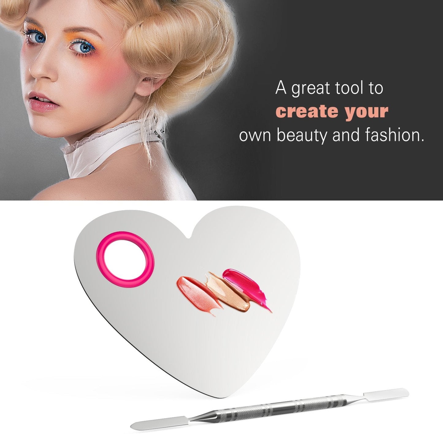 Luxspire Makeup Mixing Palette, Stainless Steel Cosmetics Makeup Palette Foundation Cream Mixing Blending Artist Tool Makeup Too
