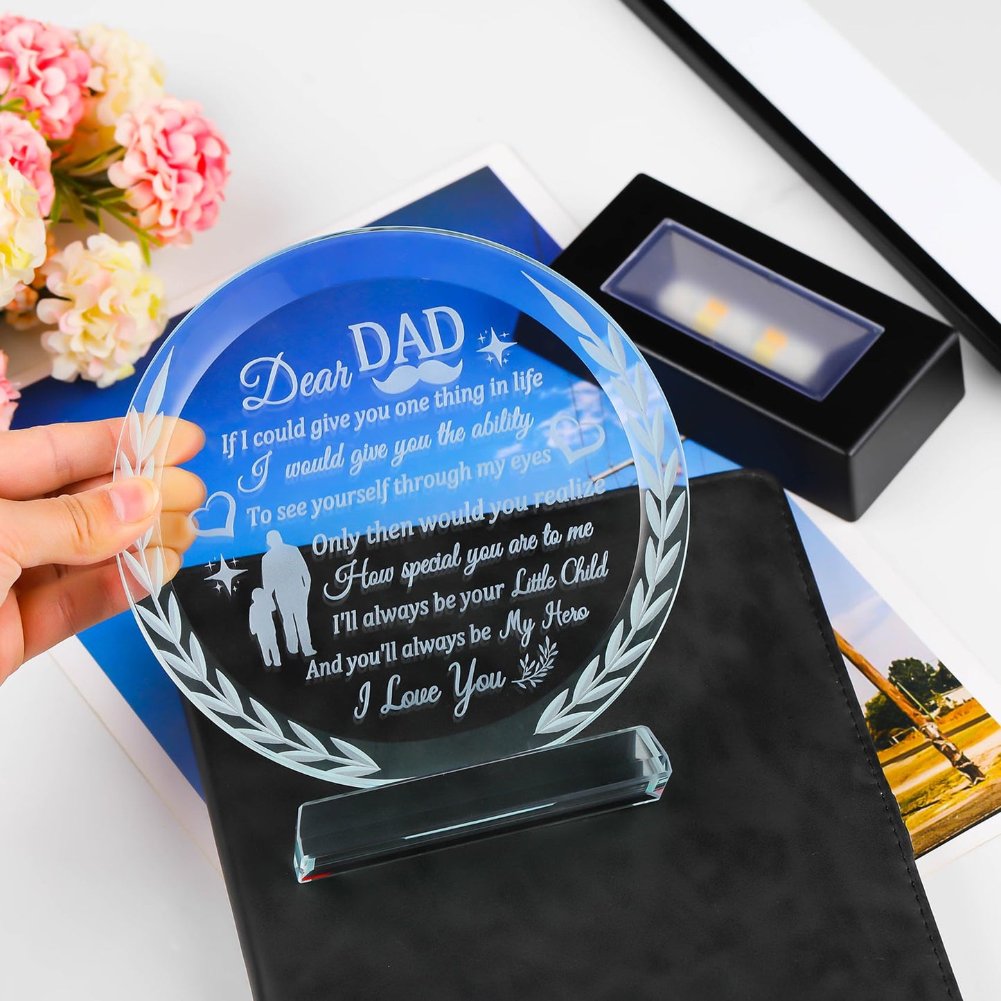 Gifts for Dad from Daughter Son with Light Base, Father's Day Christmas Birthday Gifts for Dad Who Wants Nothing Dad Gifts from Daughter Son, To My Dad Gifts Ideas