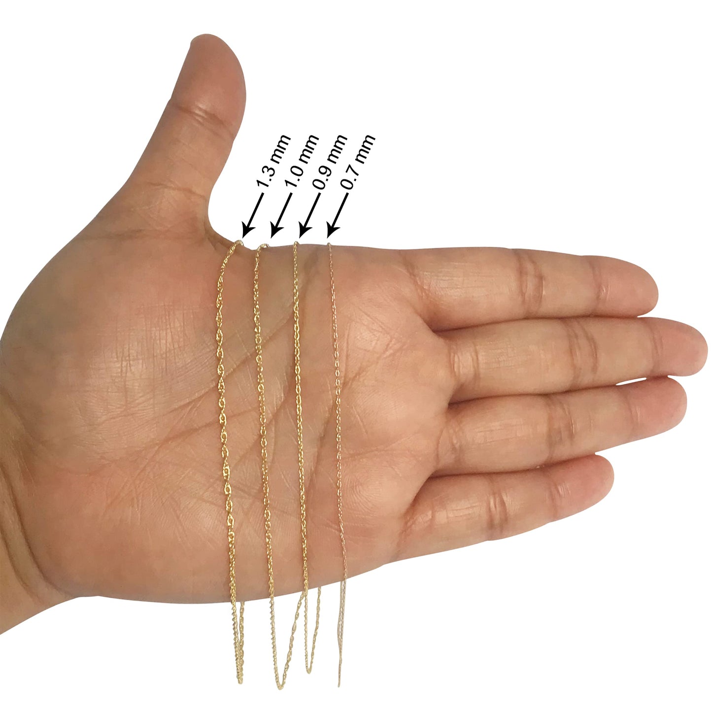 Kooljewelry Solid 10k Yellow Gold Rope Chain Necklace (1 mm, 24 inch) - VERY THIN AND LIGHTWEIGHT