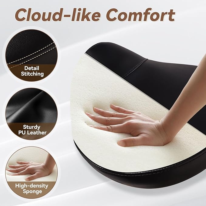 Saddle Stool with Wheels Ergonomic - Thick Wide Saddle Cushion, Healthy Posture No Pain, Easy to Adjust, Smooth Rolling No Creaky Noises, Rolling Swivel Saddle Stool Chair for Salon Massage (Black)