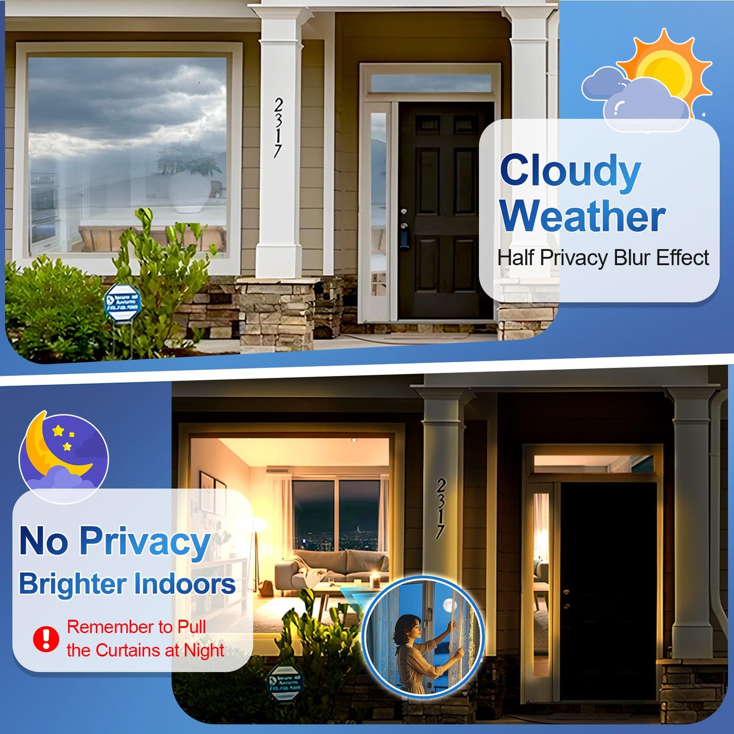 Coavas One Way Window Privacy Film, Window Tint for Home, Daytime Reflective Mirror Glass Windows Coverings Heat UV Blocking See Out Not in, Black, 17.5 x 78.7 Inch