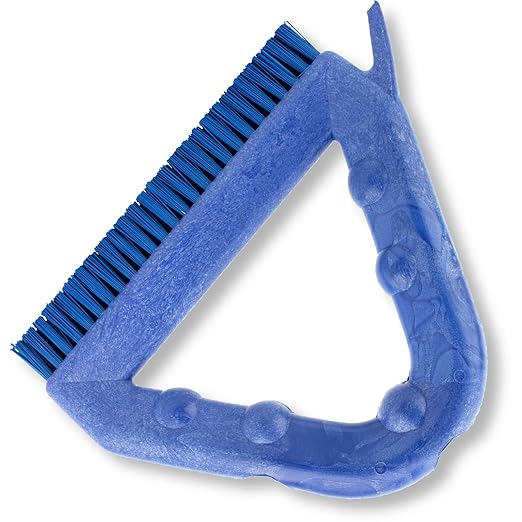 SPARTA Plastic Commercial Grout Brush, Triangle-Shaped Scrub Brush with Scraper and Two Threaded Holes for Attaching Handle (Sold Separately), 9 x 7 x 7 Inches, Blue, (Pack of 4)