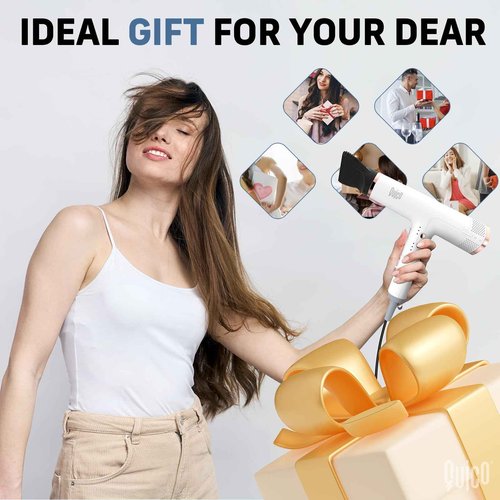 Quico Hair Blow Dryer, 1875W High-Speed BLDC Professional 110000 RPM Quiet Hair Dryer with Diffuser, 7X Faster Salon Blow Dryers for women, Adjustable Temp and Speed, Ionic Hair Dryer Home Travel Gift