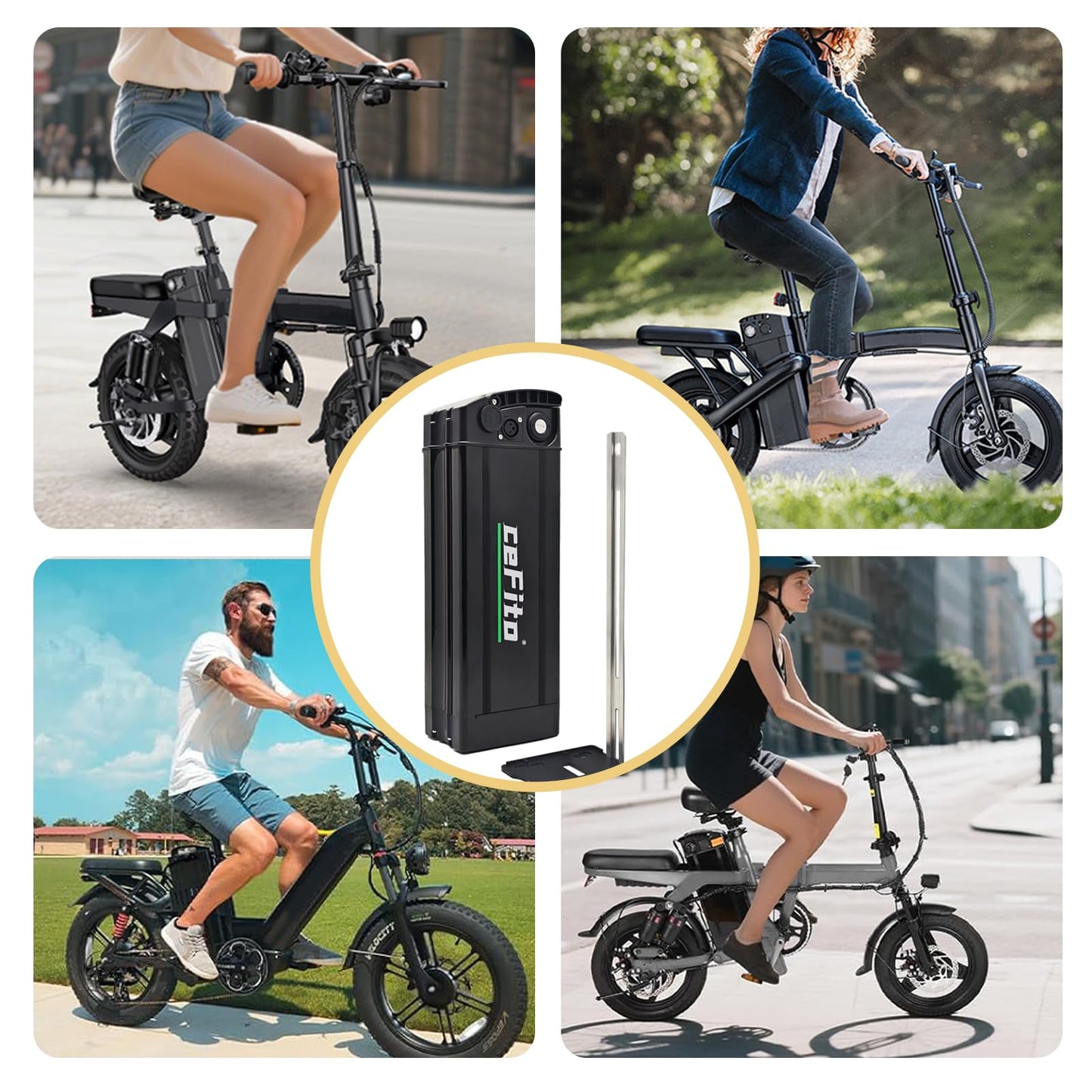 Cefito 48V 20Ah 13Ah Ebike Lithium Battery 48 Volt Folding Ebike Replacement Battery with 2A Fast Charger for 100W 250W 350W 500W 700W 1000W Folding Electric Bike Motors(48V 20Ah)