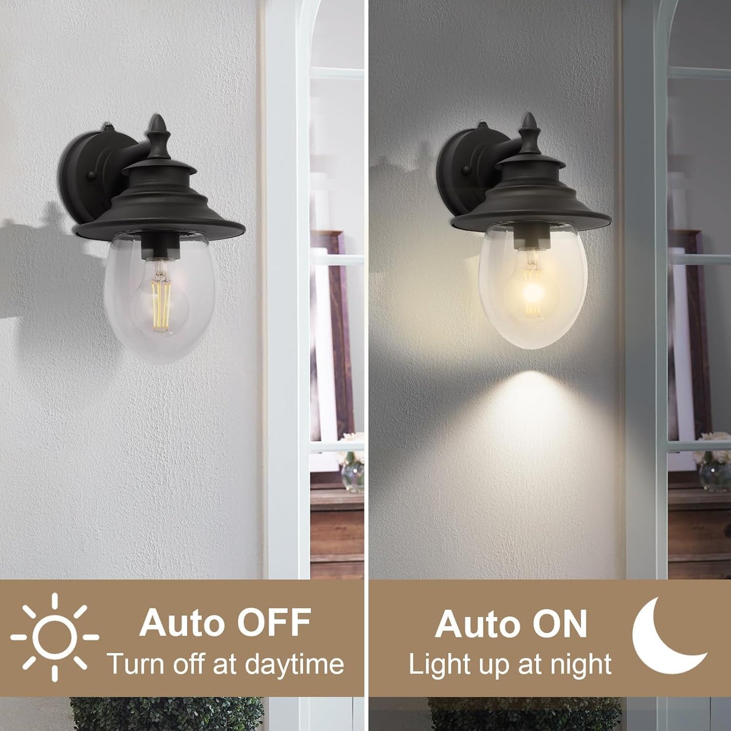 Kalium Outdoor Porch Light Fixtures, Upgrade Dusk to Dawn Sconce Lighting Exterior Wall Sconce Decor for Front Door House