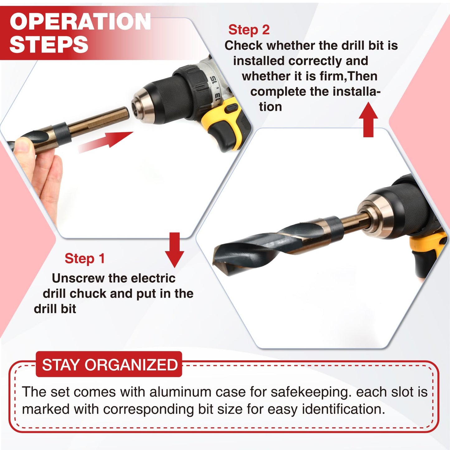 ANGELSWORD 3/4" Reduced Shank Drill Bit, M2 High Speed Steel Drill Bit for Hard Wood, Mild Steel and Metal