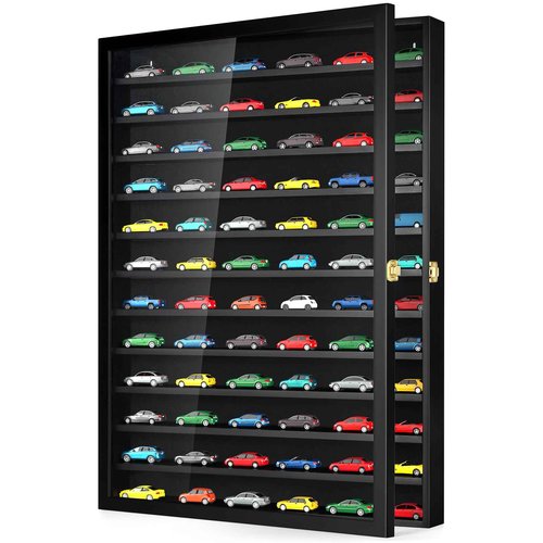 TJ.MOREE Model Car Display Case 1/64 Scale Diecast Wall-Mounted for Mini Toys and Small Wheels, Black - 12 Tier