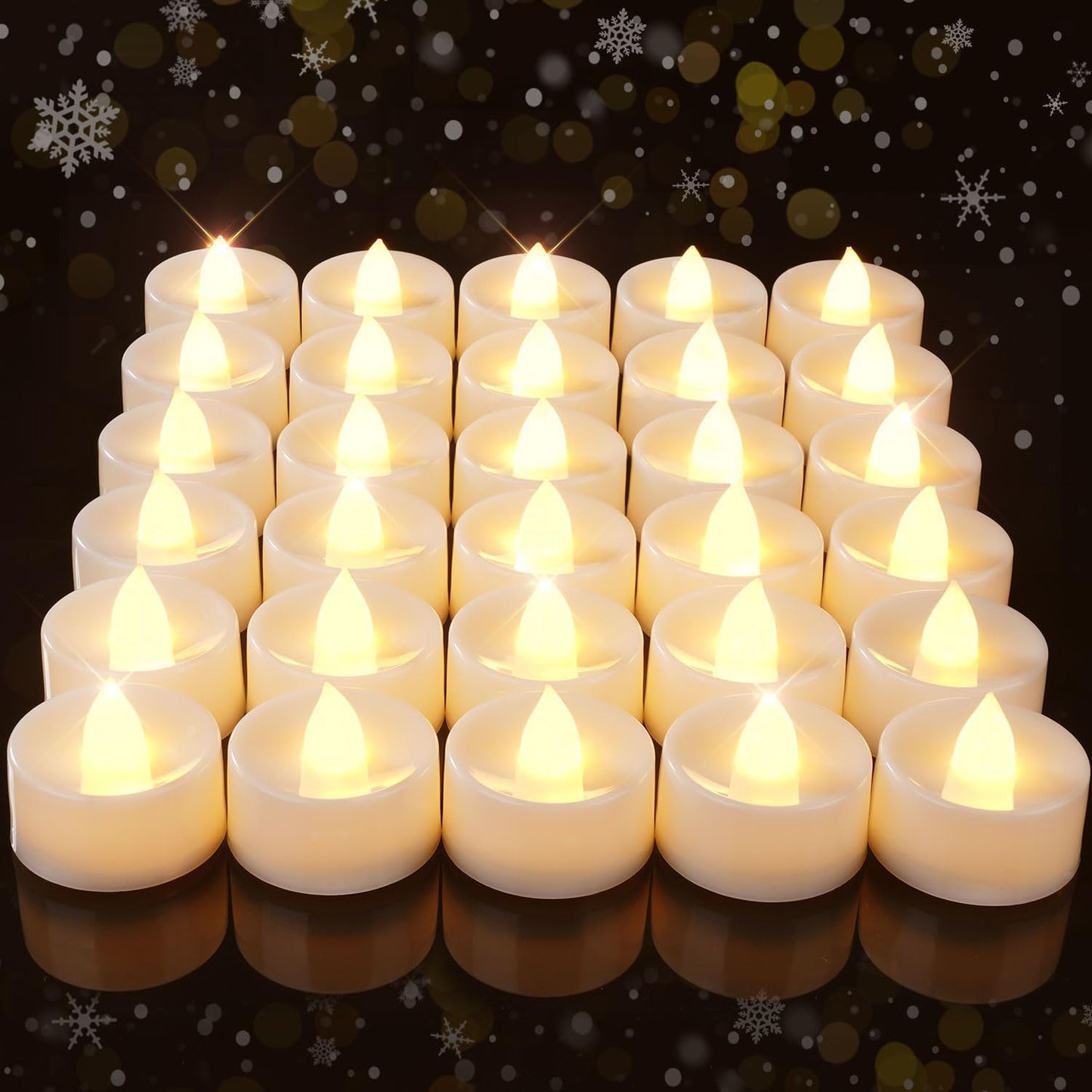Amagic 100 Pcs Flickering Flameless Tea Lights Battery Operated, 200+ Hours Long Lasting Electric Candle for Wedding Table Centerpiece, Home Decor, Gift, Holiday Decor