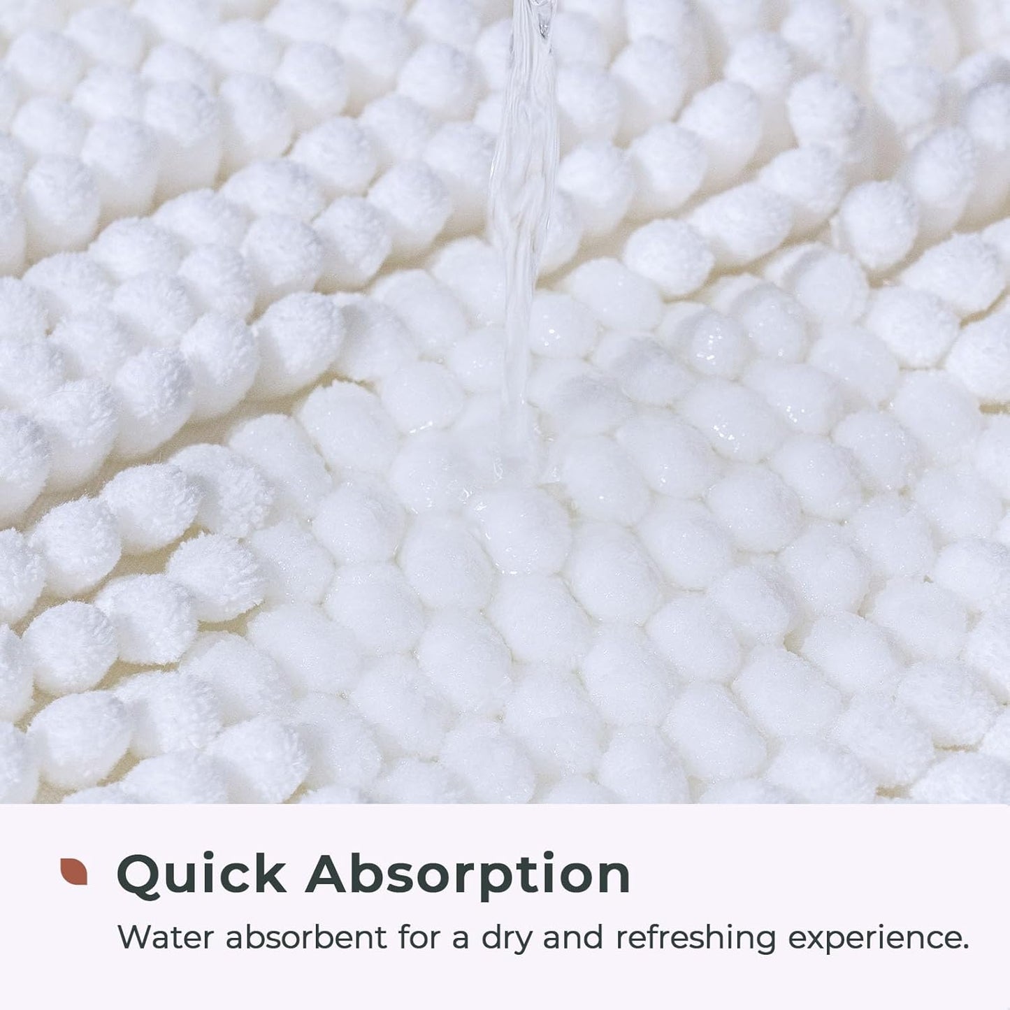 FRESHMINT Large Chenille Bathroom Rugs Mat 36”x24”, Non-Slip Bath Matf or Bathroom Floor & Bathtub, Washable Shower Shag Bath Rugs, Soft Fluffy Thick Water Absorbent Microfiber Shower Mat, White