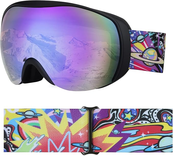 OTG Kids Ski Goggles Kids Snowboard Goggles for Boys Girls Toddler Youth Kid Snow Goggles Anti-Fog UV400 Protection