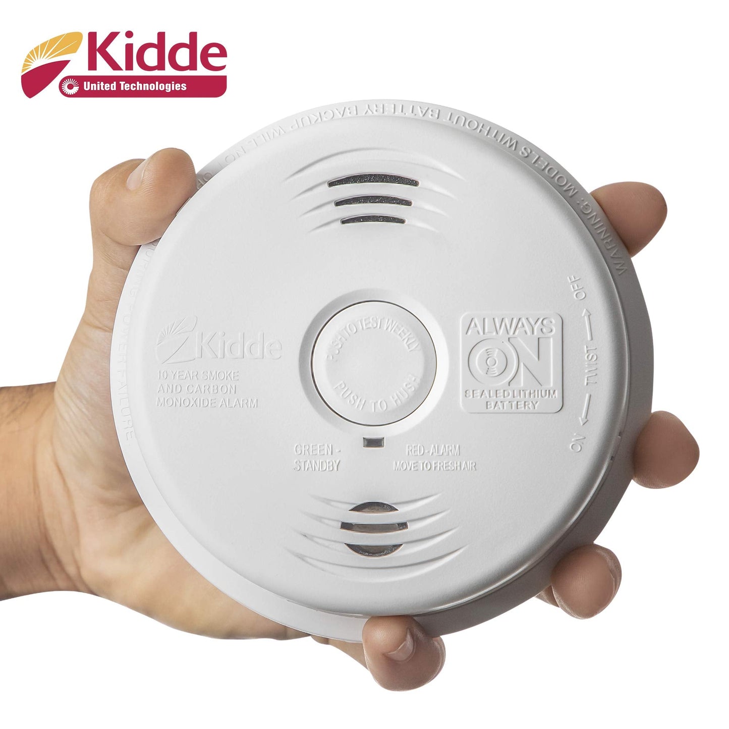 Kidde Smoke and Carbon Monoxide Detector Alarm with Voice Warning | Hardwired w/10 Year Lithium Battery Backup | Interconnectable | Model # i12010SCO, White